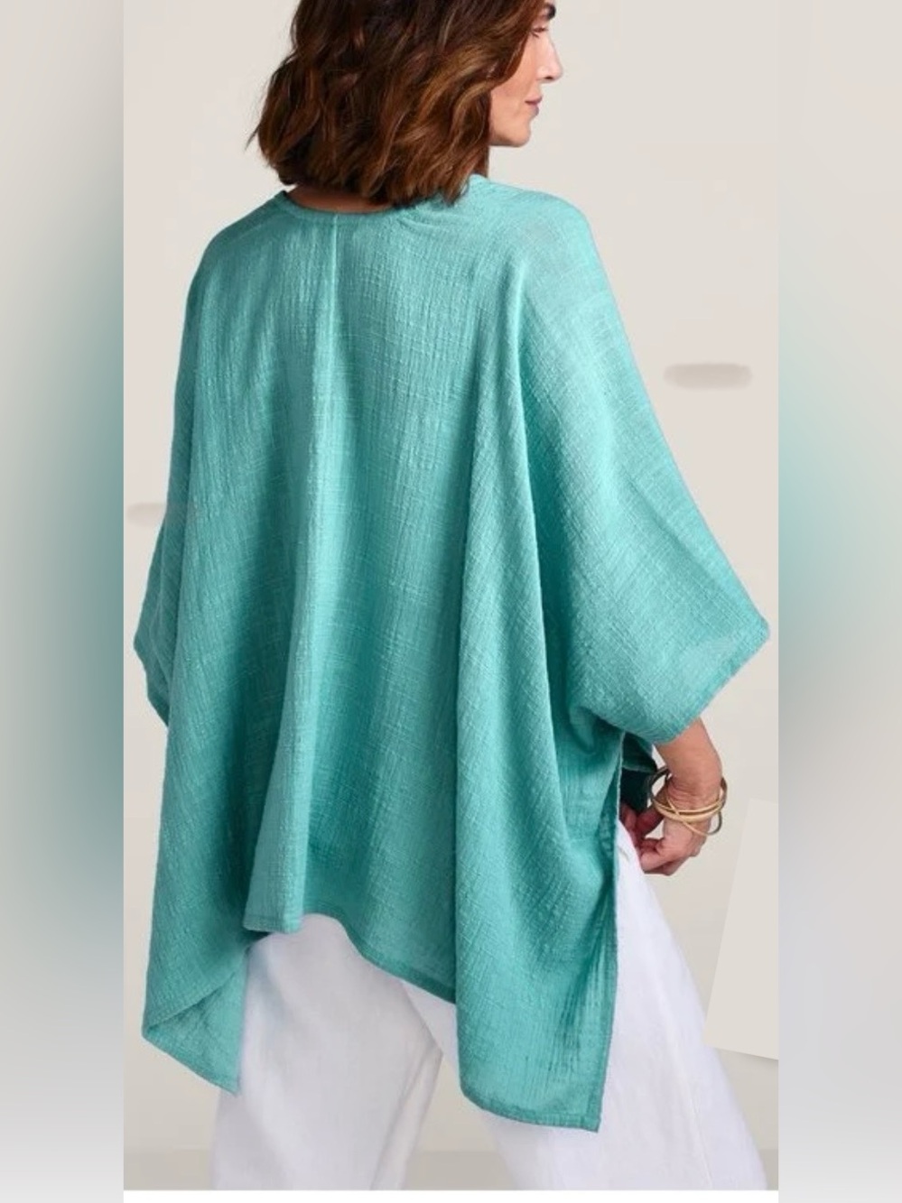 Soft Surroundings Desert Breeze Topper Blue Open-Weave Layering Top - Picture 3 of 9